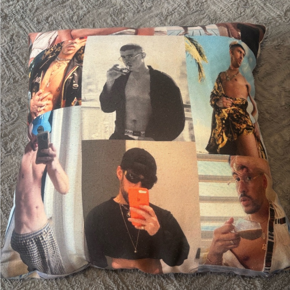 Bad Bunny Collage Throw Pillow✨